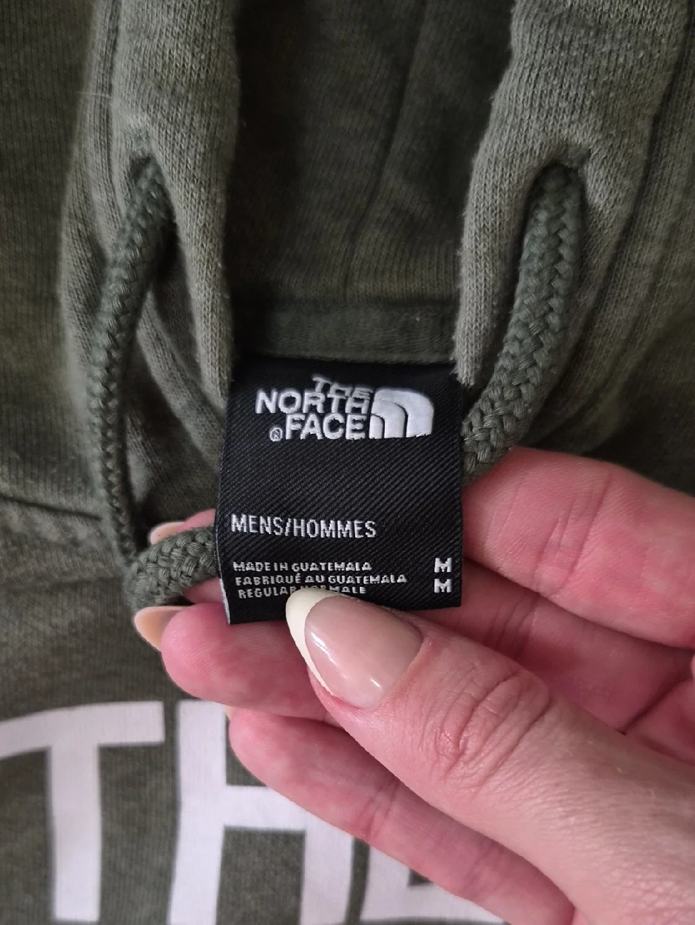 The North Face Olive Green Hoodie with White Logo Medium